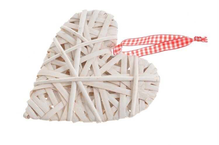 srdce vyplétané 20 cm - bílé